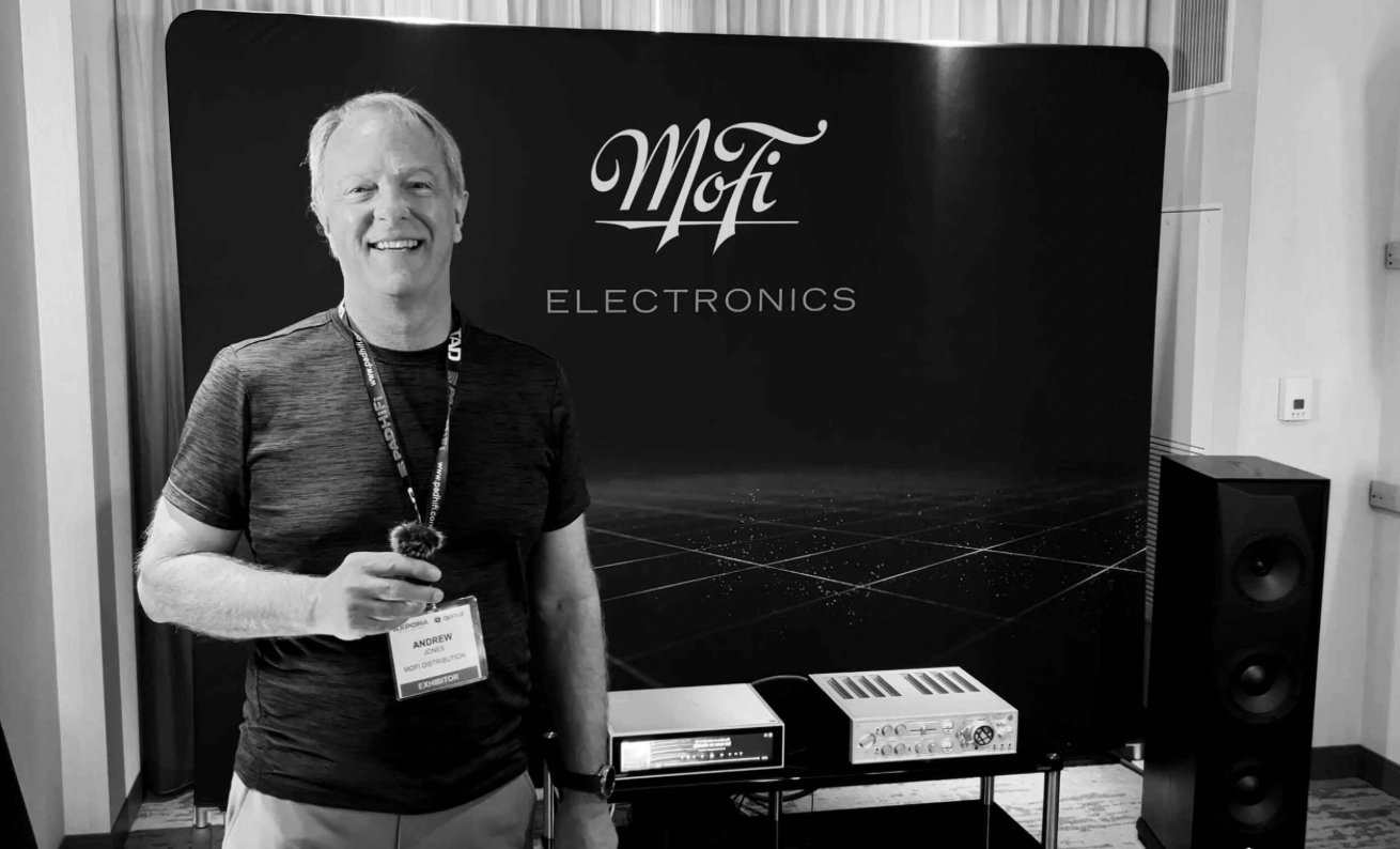 andrew-jones-2026 Andrew Jones, recipient of the 2026 George and Carolyn Counnas Innovation Award, at a MoFi Electronics display